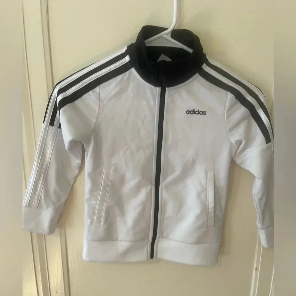 Adidas Little Boy White / Black Track Jacket Size 4
